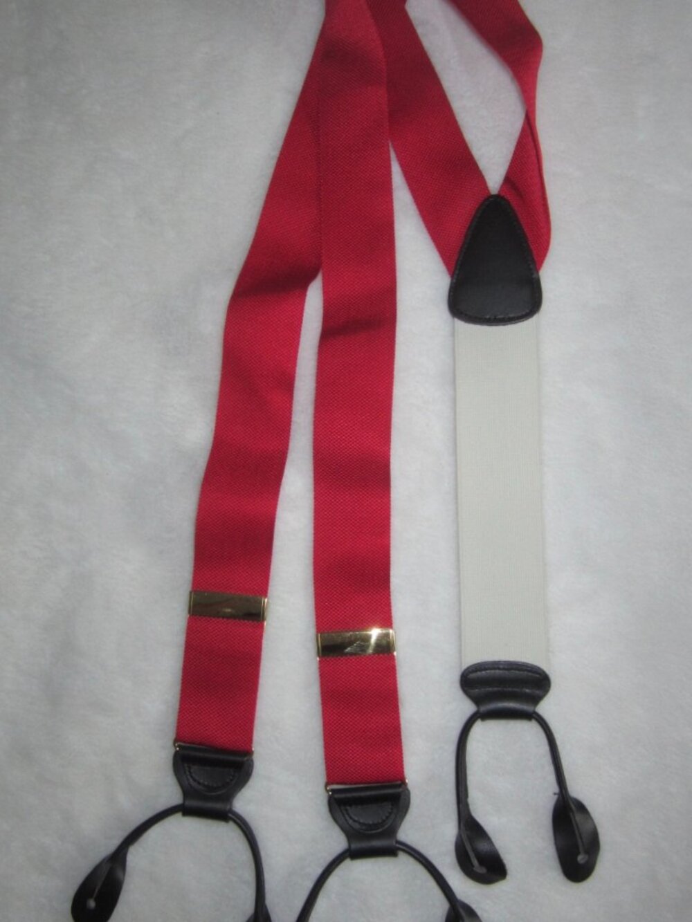 TRAFALGAR Suspenders Braces Red with Black Leather
